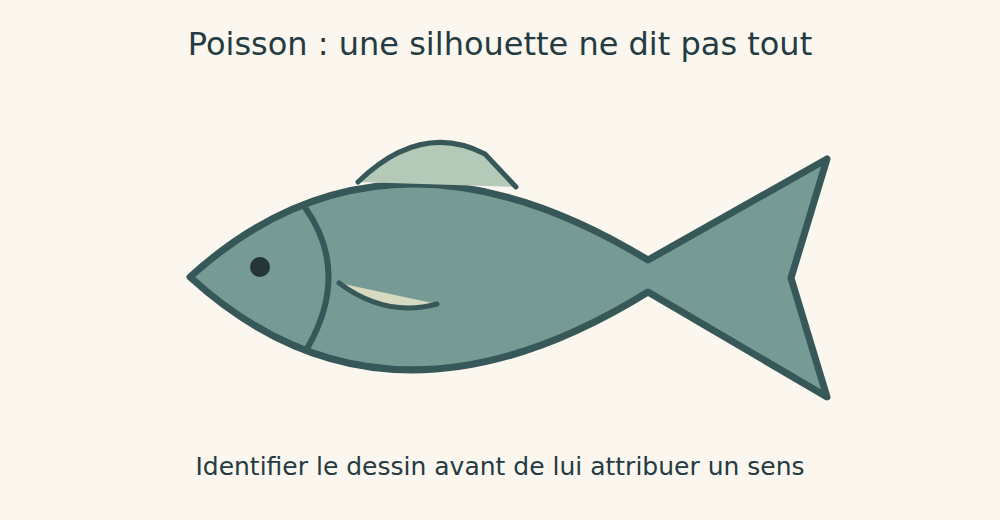 Poisson imaginaire de profil, sans signe religieux ni attribut astrologique.