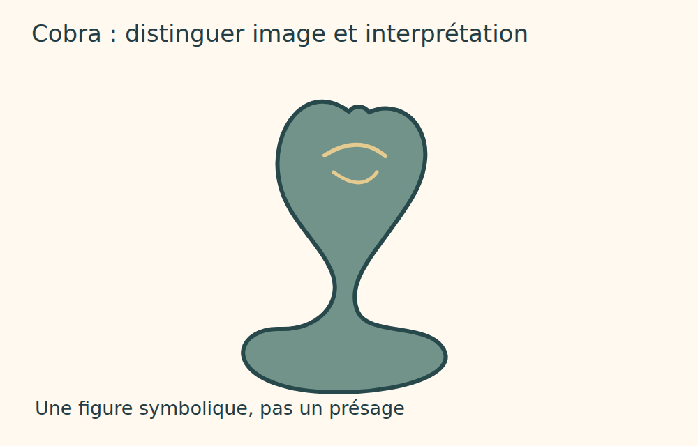 Cobra stylisé au capuchon déployé, sans attribut religieux.