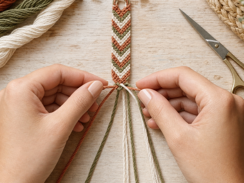 Bracelet brésilien en V : le tuto précis avec 6 fils