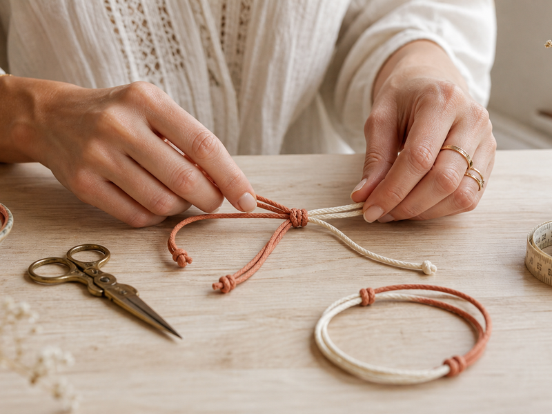 Comment faire un bracelet en corde facile avec un nœud plat ?